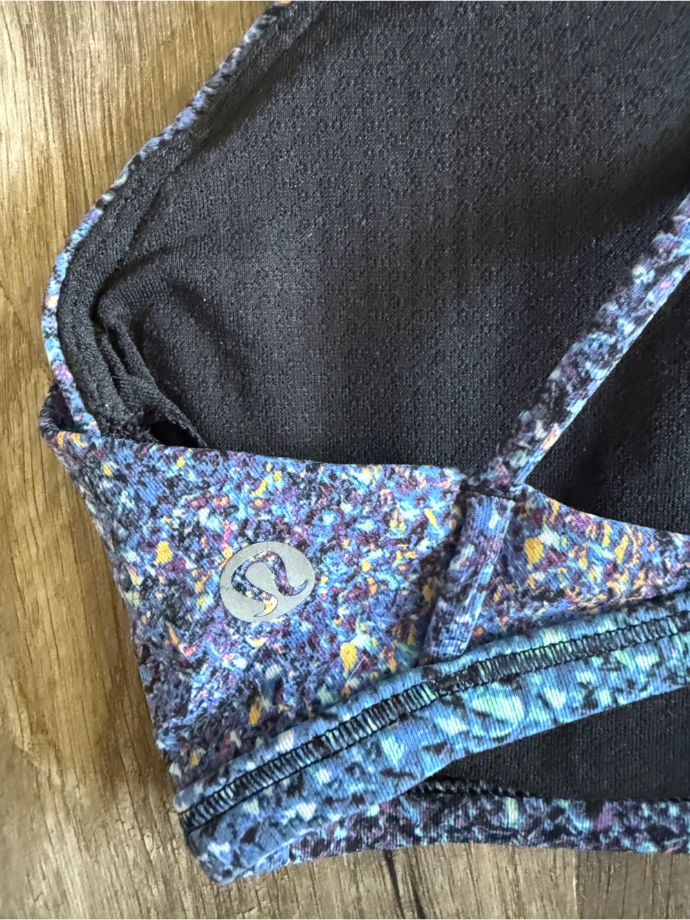 Lululemon Sports Bra Lululemon Blue Energy Bra Size 8 Mermaid Strive Multi Black - Picture 5 of 9